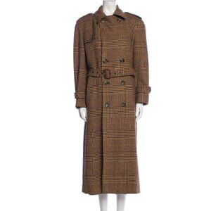 Ralph Lauren Collection Vintage Wool Checkered Belted Trench Coat